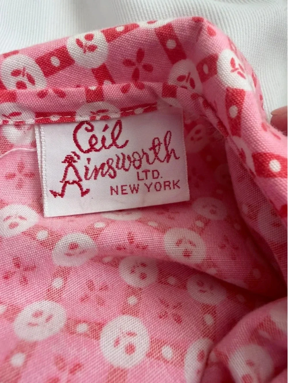 Vintage Ceil Ainsworth Pink Pinafore Apron Dress Set Estimated Size 2T/3T